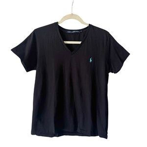 Ralph Lauren Sport Black V-Neck Logo Tee